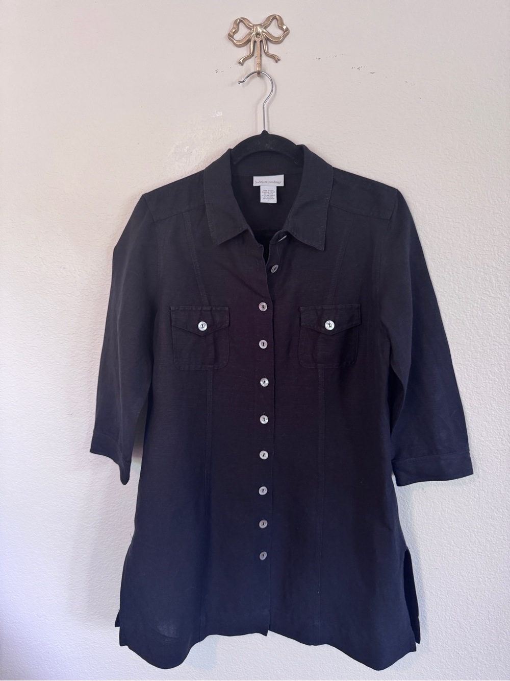 Soft Surroundings Black Linen Tunic ~ Size Medium